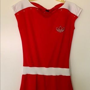 Red and White Adidas Mini Dress Cap Sleeve